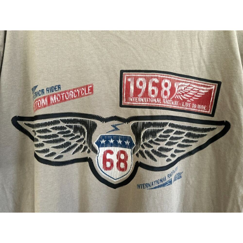 Motorcycle T Shirt Ring Of Fire Downtown Los Angeles Tan Tee 2XL